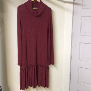 Anthropologie cowl neck dress with ruffled bottom.